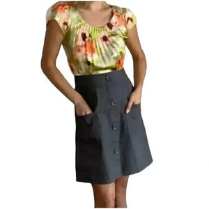 Anthropologie Tabitha Zoya Watercolor Dress Silk Top Cotton Skirt Size 0 XXS